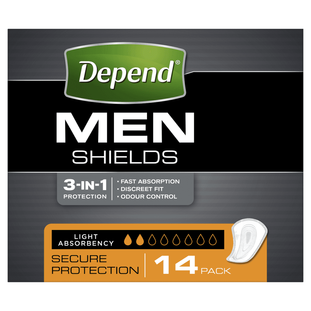 Depend Shields for Men Light Absorbency 14 Pack Allcare Warehouse