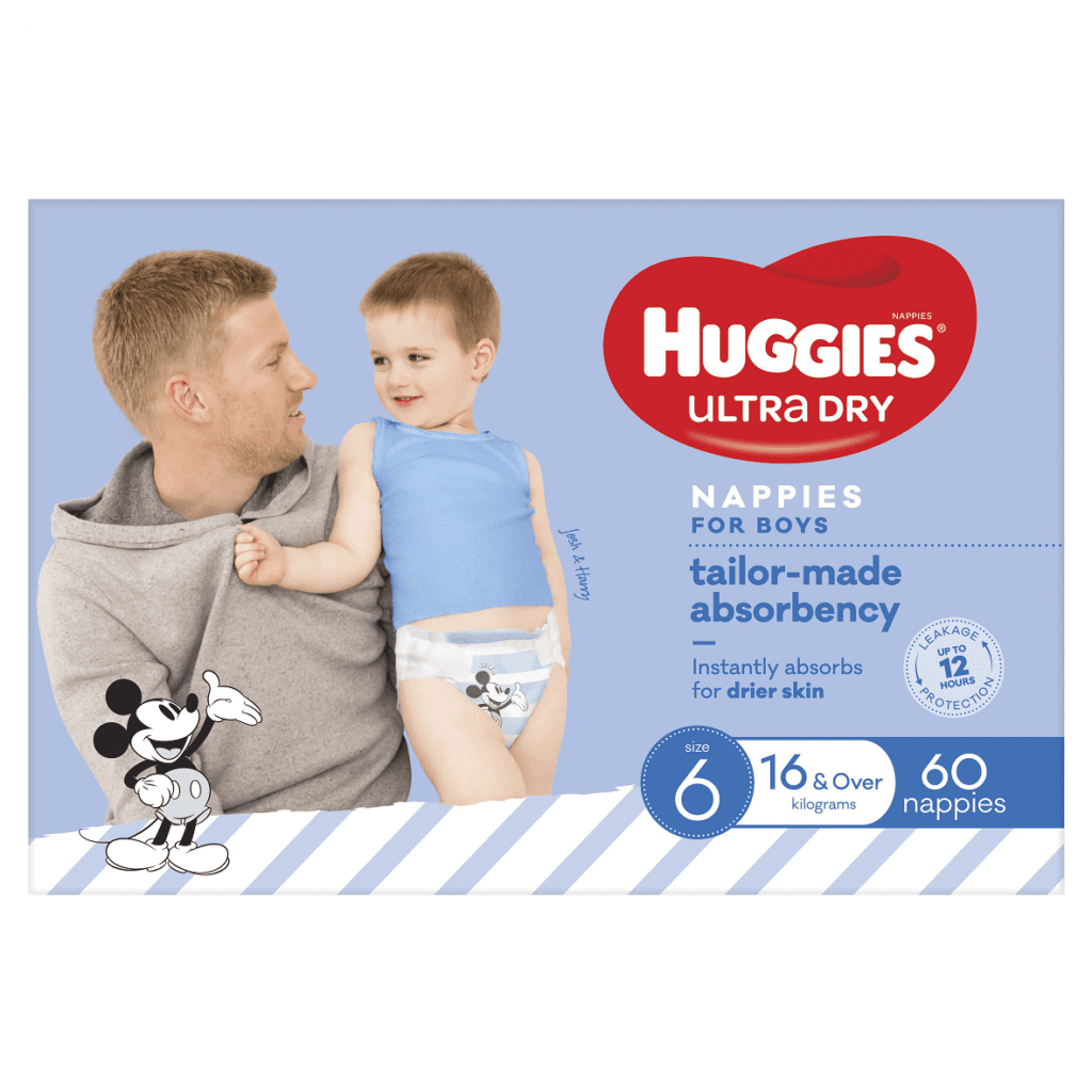 Huggies Ultra Dry Nappies Boys Size 6 (16+kg) 60 Pack Allcare Warehouse