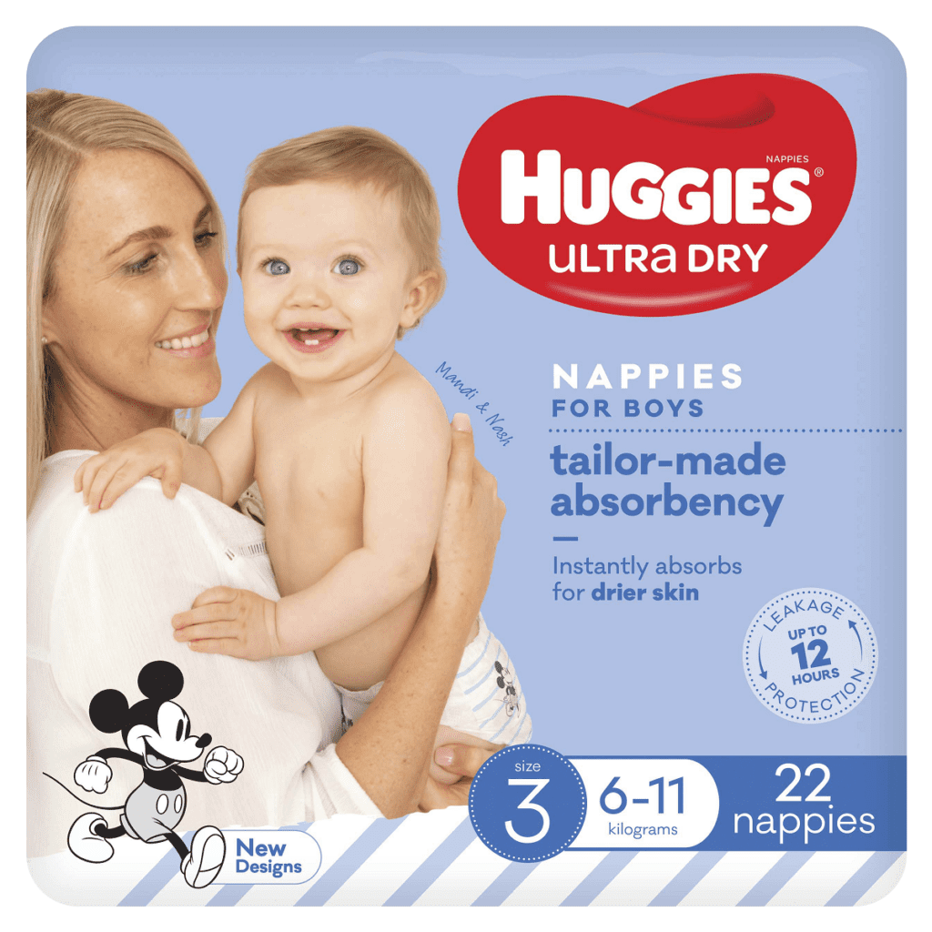 Huggies Ultra Dry Nappies Boy Size 3 (611kg) 22 Pack Allcare Warehouse