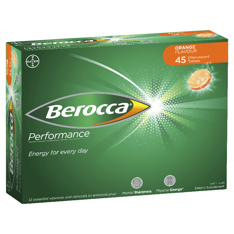 Berocca Orange Flavour Vitamin B & C multivitamins With Ginseng Energy  Effervescent 30 Tablets 