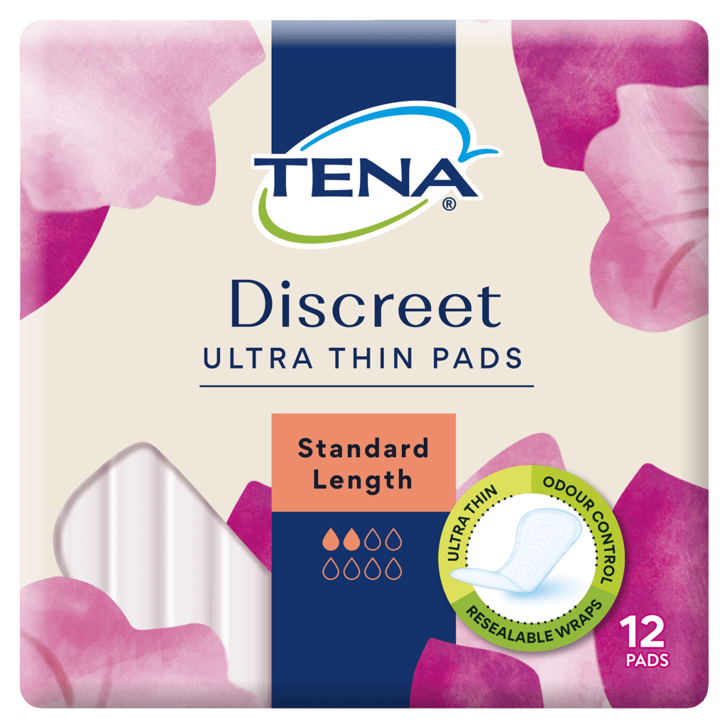 Discreet Pack TENA Discreet Ultra Thin Pads Standard Length 12 Pack - Allcare Warehouse