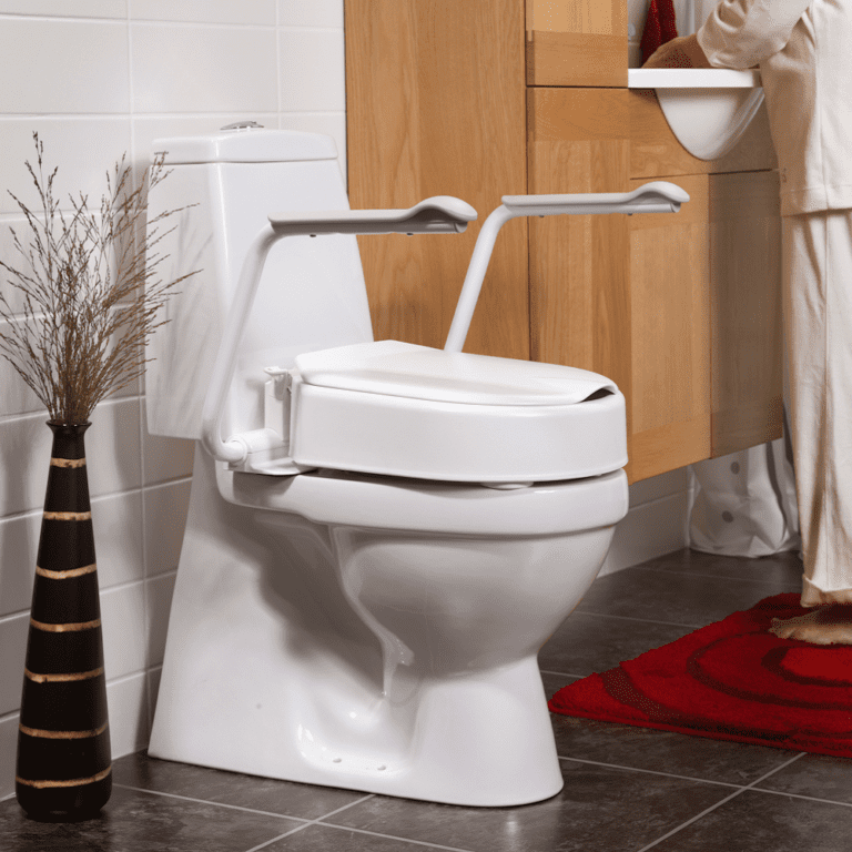 Etac HiLoo Toilet Seat Raiser Fixed with Arm Supports Allcare Warehouse