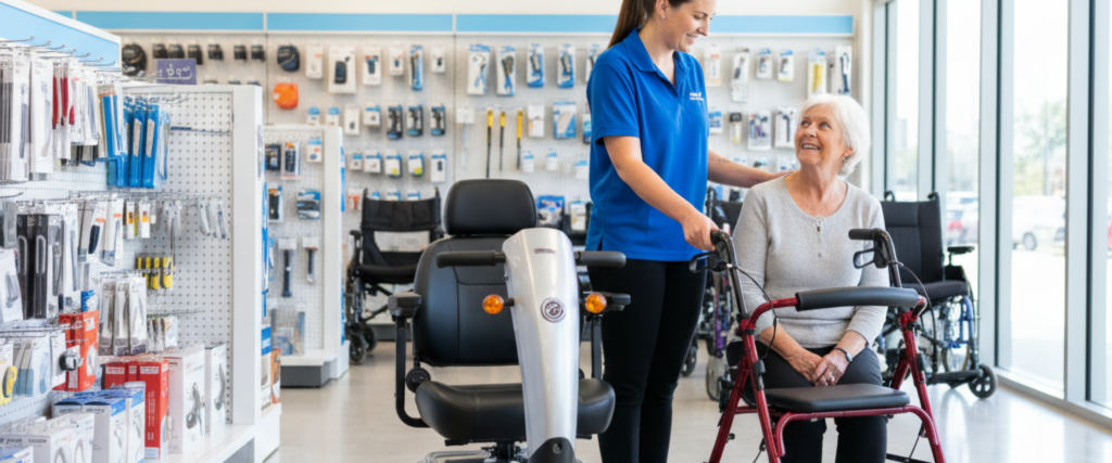 Allcare Warehouse disability aids store Croydon Park showroom displaying medical equipment and mobility products